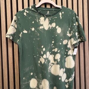 Green and White Hand Dyed T-Shirt